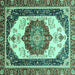 Square Machine Washable Abstract Turquoise Modern Area Rugs, wshabs3083turq