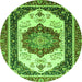 Round Abstract Green Modern Rug, abs3083grn