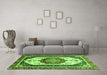 Machine Washable Abstract Green Modern Area Rugs in a Living Room,, wshabs3083grn