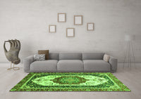 Machine Washable Abstract Green Modern Rug, wshabs3083grn