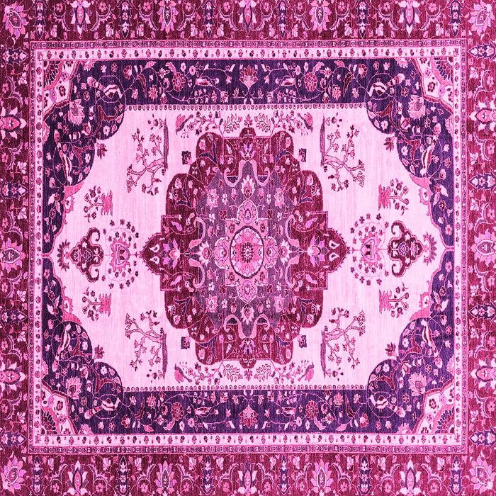 Square Machine Washable Abstract Pink Modern Rug, wshabs3083pnk