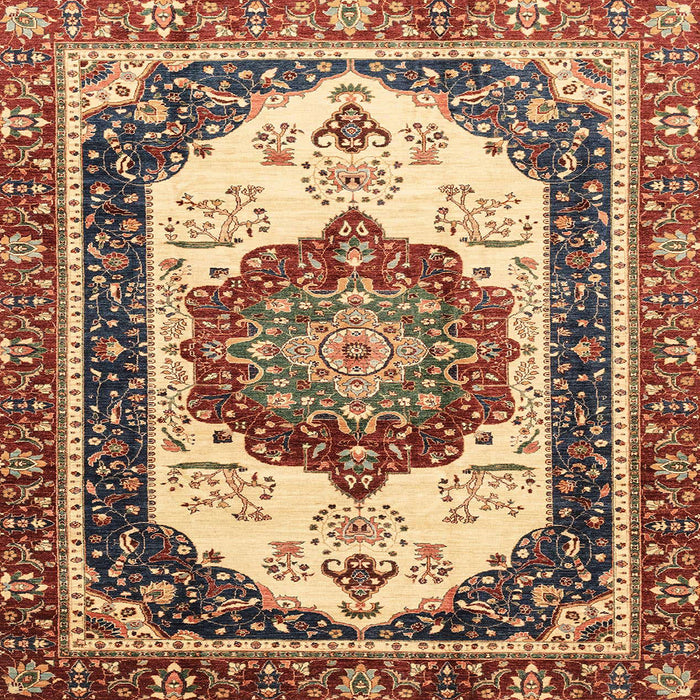 Square Machine Washable Abstract Brown Red Rug, wshabs3083