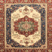 Square Machine Washable Abstract Brown Red Rug, wshabs3083