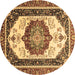 Round Machine Washable Abstract Brown Modern Rug, wshabs3083brn