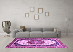 Machine Washable Abstract Purple Modern Area Rugs in a Living Room, wshabs3083pur