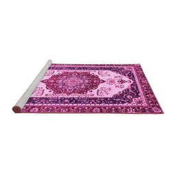 Sideview of Machine Washable Abstract Pink Modern Rug, wshabs3083pnk