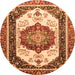 Round Abstract Orange Modern Rug, abs3083org