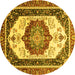 Round Abstract Yellow Modern Rug, abs3083yw