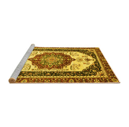 Sideview of Machine Washable Abstract Yellow Modern Rug, wshabs3083yw