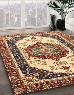 Machine Washable Abstract Brown Red Rug in a Family Room, wshabs3083