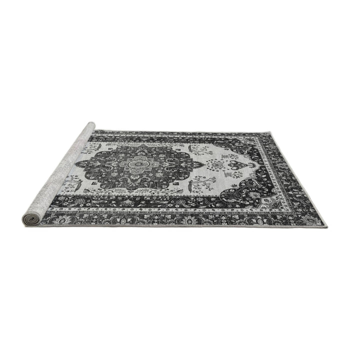 Sideview of Machine Washable Abstract Gray Modern Rug, wshabs3083gry