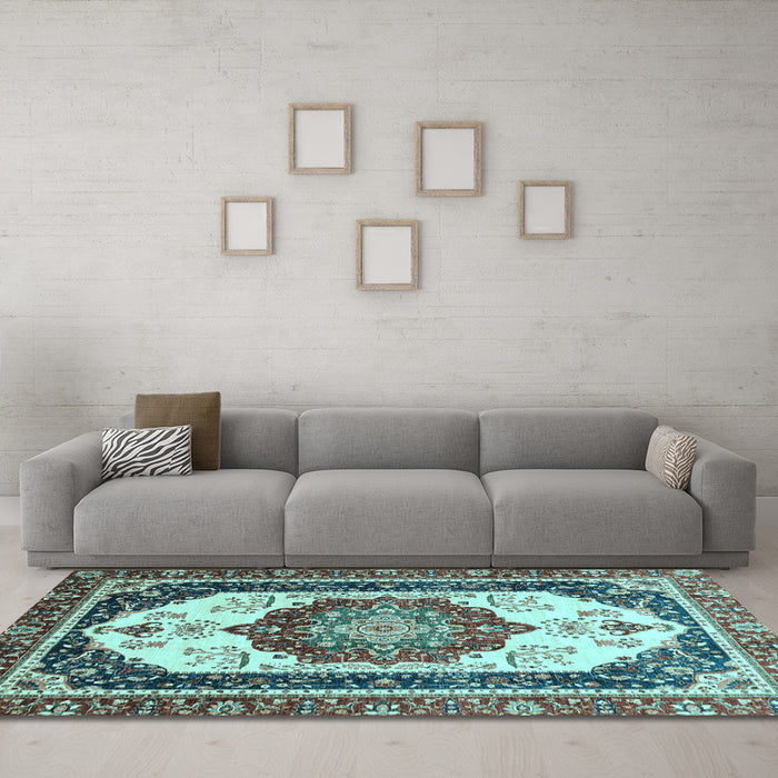 Machine Washable Abstract Light Blue Modern Rug in a Living Room, wshabs3083lblu