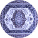 Round Abstract Blue Modern Rug, abs3083blu