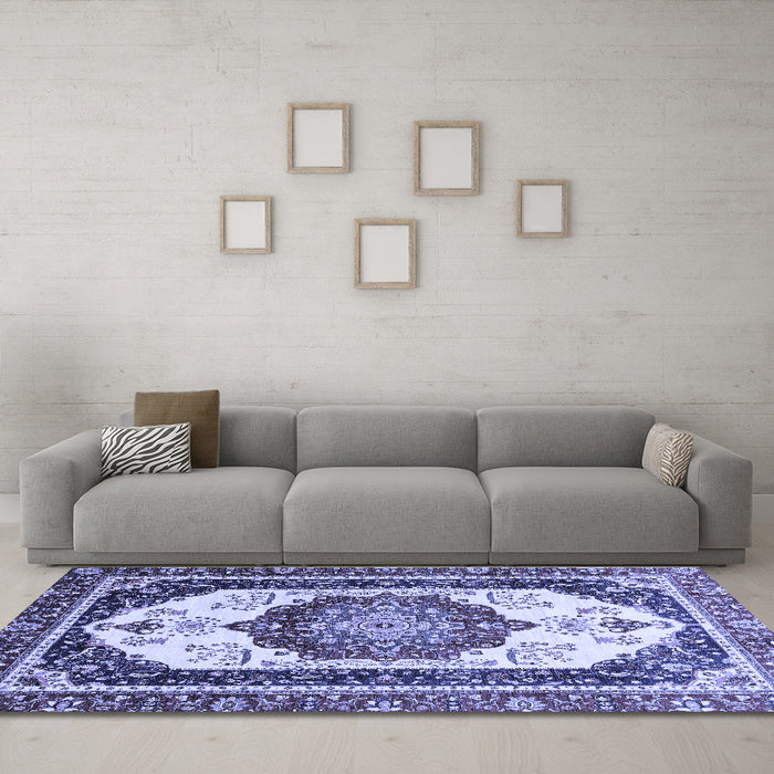 Machine Washable Abstract Blue Modern Rug in a Living Room, wshabs3083blu