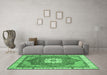 Machine Washable Abstract Emerald Green Modern Area Rugs in a Living Room,, wshabs3084emgrn