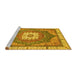 Sideview of Machine Washable Abstract Yellow Modern Rug, wshabs3084yw