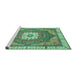 Sideview of Machine Washable Abstract Turquoise Modern Area Rugs, wshabs3084turq