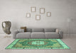 Machine Washable Abstract Turquoise Modern Area Rugs in a Living Room,, wshabs3084turq