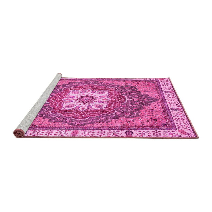 Sideview of Machine Washable Abstract Pink Modern Rug, wshabs3084pnk