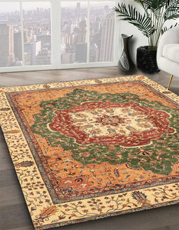 Abstract Red Modern Rug in Family Room, abs3084