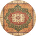 Round Machine Washable Abstract Red Rug, wshabs3084