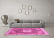 Machine Washable Abstract Pink Modern Rug in a Living Room, wshabs3084pnk