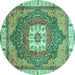 Round Abstract Turquoise Modern Rug, abs3084turq