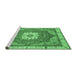 Sideview of Machine Washable Abstract Emerald Green Modern Area Rugs, wshabs3084emgrn