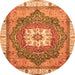 Round Abstract Orange Modern Rug, abs3084org