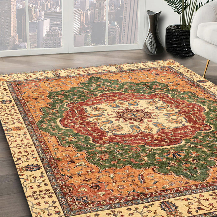 Abstract Red Modern Rug in Family Room, abs3084