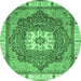 Round Abstract Emerald Green Modern Rug, abs3084emgrn