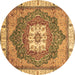 Round Abstract Brown Modern Rug, abs3084brn