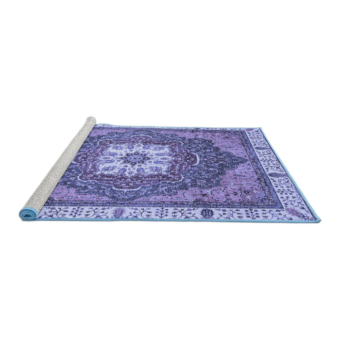 Sideview of Machine Washable Abstract Blue Modern Rug, wshabs3084blu