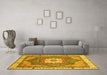 Machine Washable Abstract Yellow Modern Rug in a Living Room, wshabs3084yw