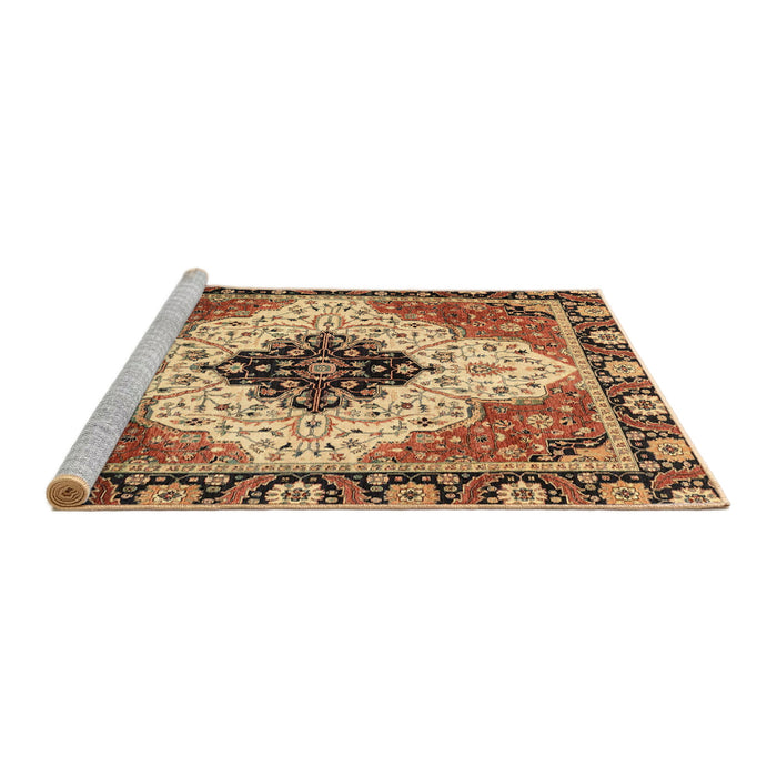 Sideview of Machine Washable Abstract Red Brown Rug, wshabs3085