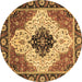 Round Machine Washable Abstract Brown Modern Rug, wshabs3085brn