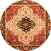 Round Machine Washable Abstract Orange Modern Area Rugs, wshabs3085org