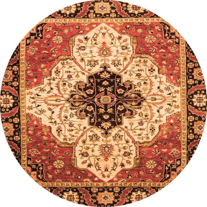 Round Abstract Orange Modern Rug, abs3085org