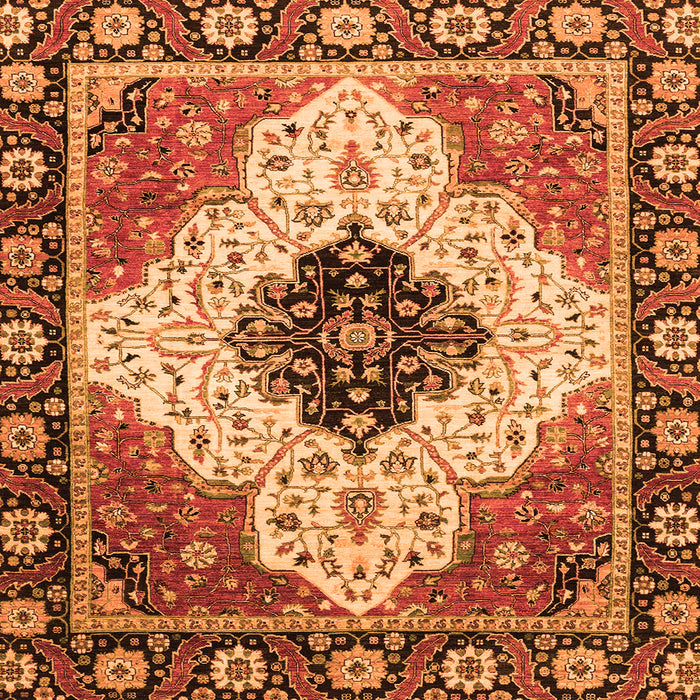 Square Machine Washable Abstract Orange Modern Area Rugs, wshabs3085org