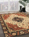 Abstract Red Brown Modern Rug in Family Room, abs3085