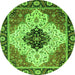 Round Machine Washable Abstract Green Modern Area Rugs, wshabs3085grn