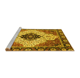 Sideview of Machine Washable Abstract Yellow Modern Rug, wshabs3085yw