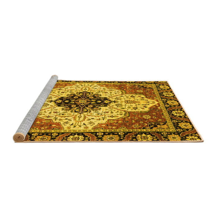 Sideview of Machine Washable Abstract Yellow Modern Rug, wshabs3085yw