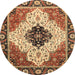 Round Machine Washable Abstract Red Brown Rug, wshabs3085