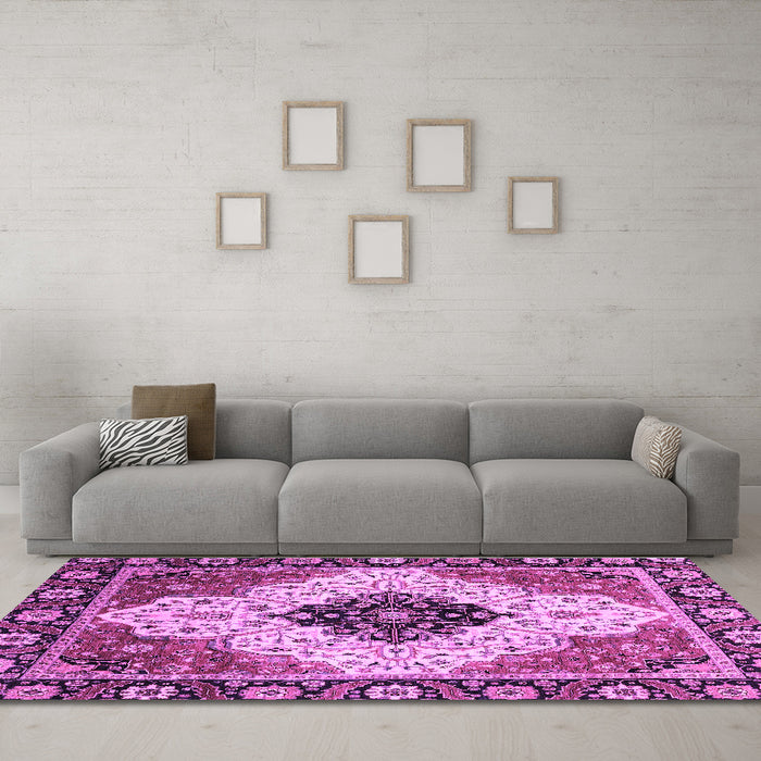 Machine Washable Abstract Purple Modern Area Rugs in a Living Room, wshabs3085pur