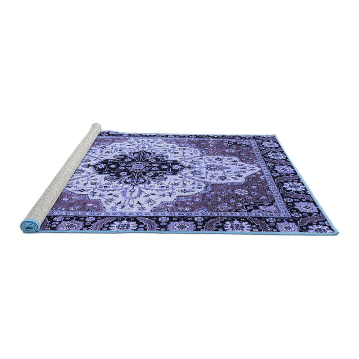 Sideview of Machine Washable Abstract Blue Modern Rug, wshabs3085blu