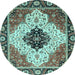 Round Abstract Light Blue Modern Rug, abs3085lblu