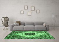 Machine Washable Abstract Emerald Green Modern Rug, wshabs3085emgrn