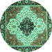 Round Abstract Turquoise Modern Rug, abs3085turq