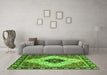 Machine Washable Abstract Green Modern Area Rugs in a Living Room,, wshabs3085grn